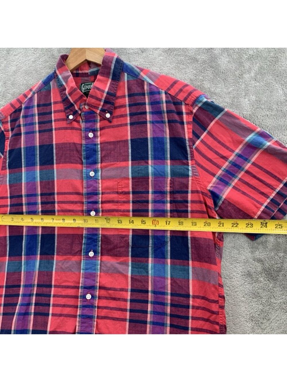Gitman Bros 40th Anniversary Shirt Men Large Plaid Short Sleeve Button Up Preppy - Picture 3 of 9